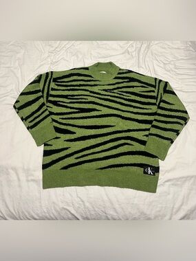 Calvin Klein Jeans Green Zebra Print Sweater